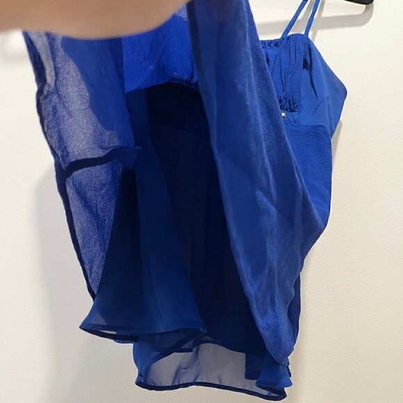 Vintage Armani Exchange Royal Blue Spaghetti Strap Babydoll Studded Y2K Tank Top - Picture 8 of 11